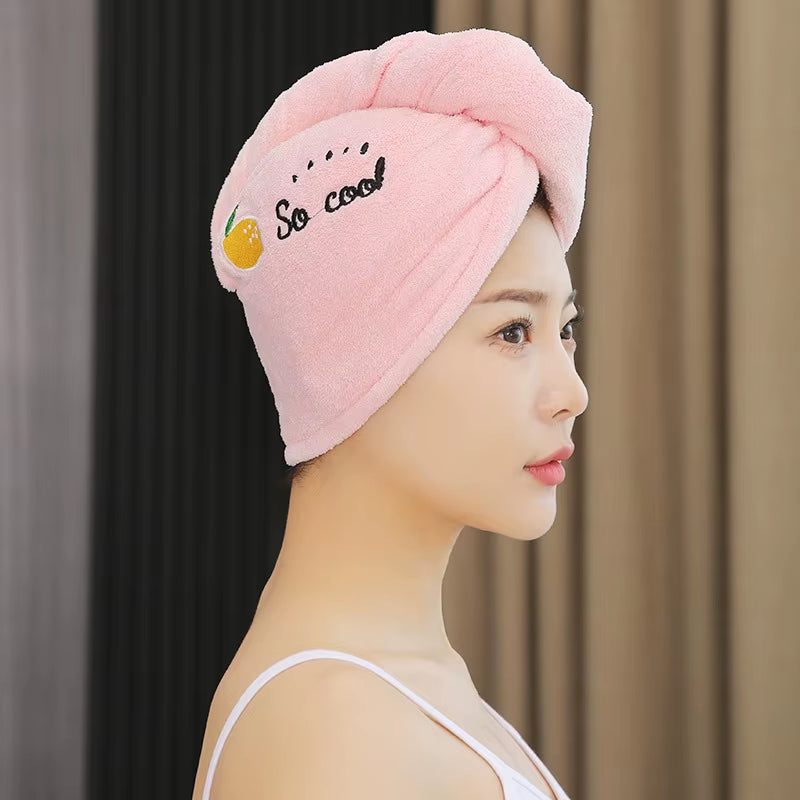 1Pc Quickly Dry Hair Hat Super Absorbent Soft Bathroom Women Head Towels Girls Cute Hair Towel Hair Dry Wrap Bonnets