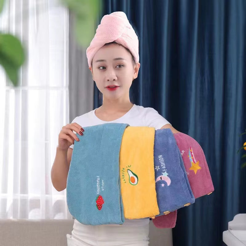 1Pc Quickly Dry Hair Hat Super Absorbent Soft Bathroom Women Head Towels Girls Cute Hair Towel Hair Dry Wrap Bonnets