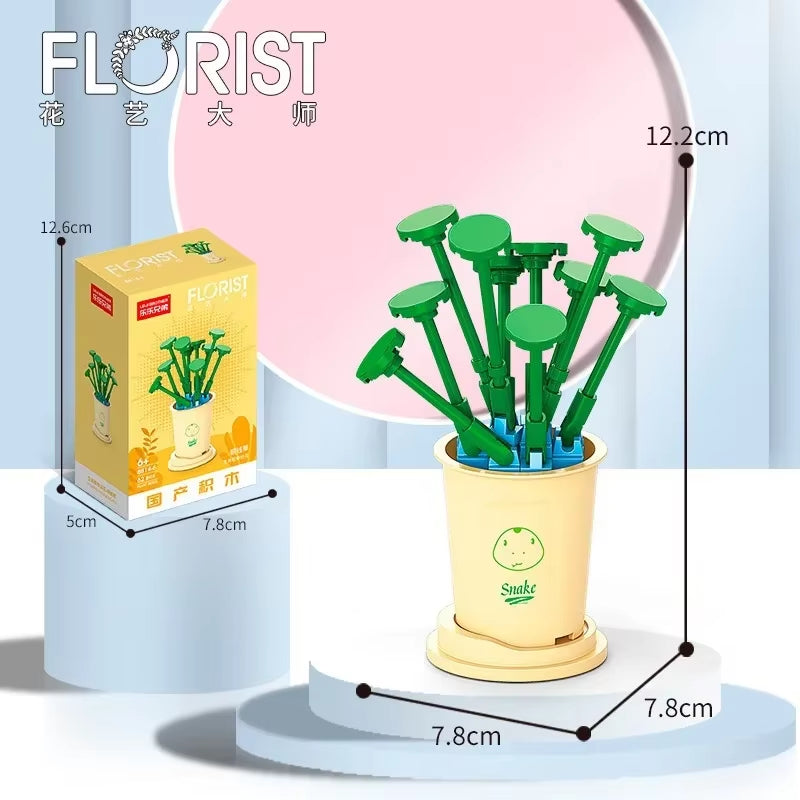 Rose Bouquet Orchid Beautiful Block Flower Succulents Potted Building Blocks Romantic Kit Assembly Building Toy Girl Gift
