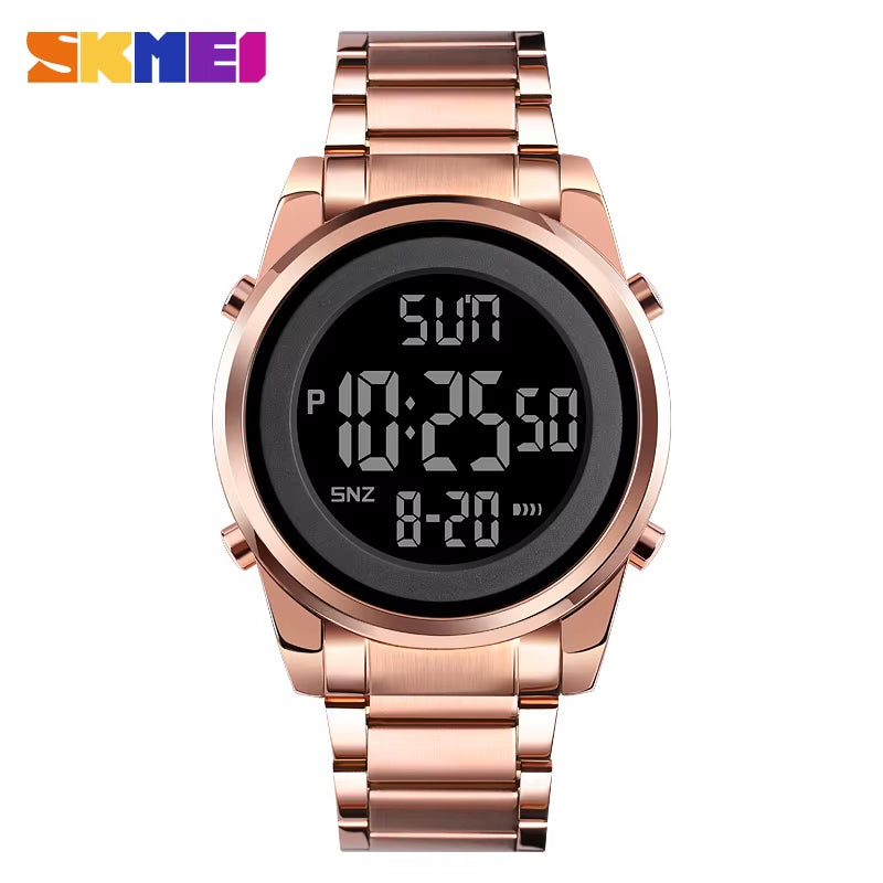 Luxury Waterproof Watch for Men Stainless Steel Electronic Sports Digital Mens Wristwatches Man Clock Reloj Masculino 1611