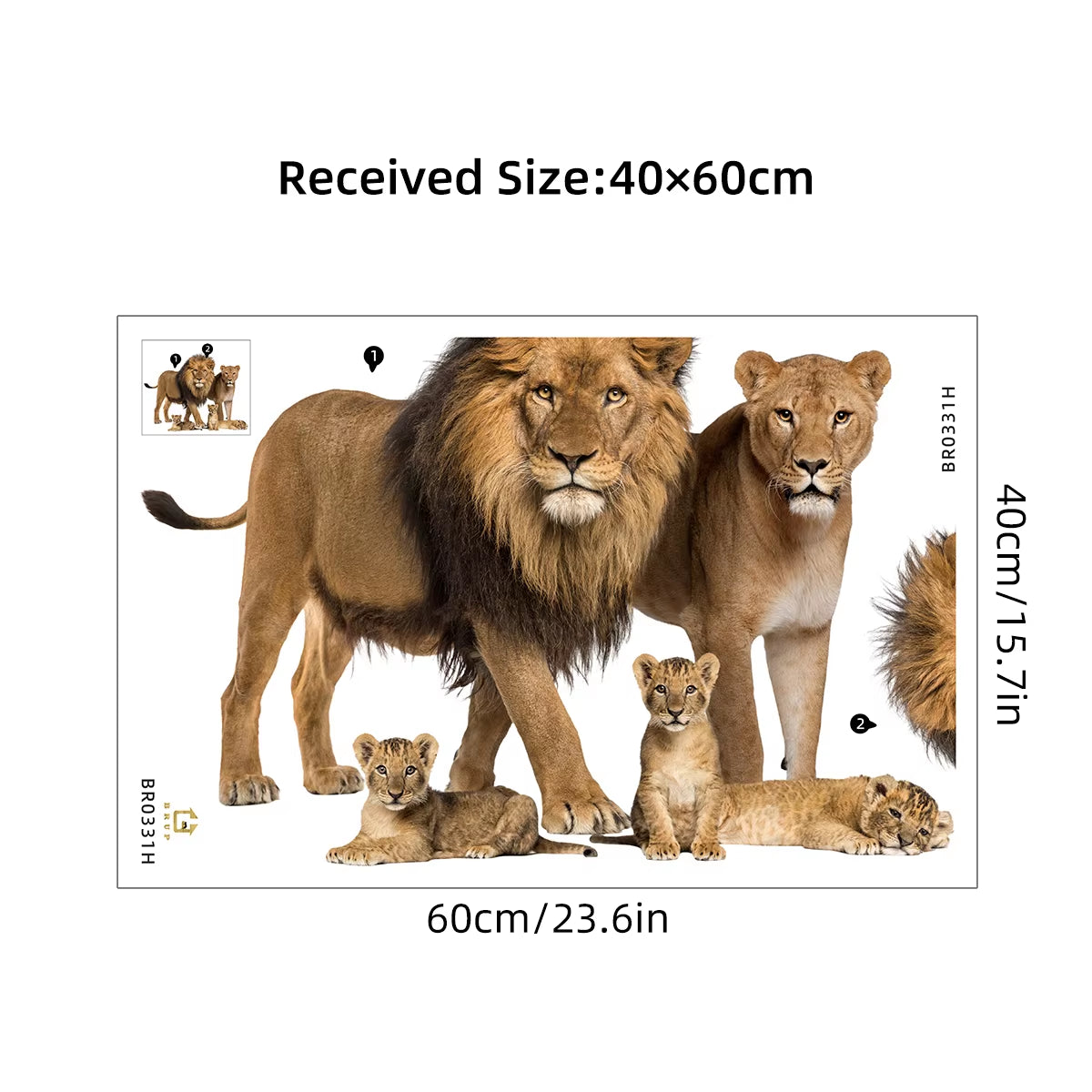 Realistic Lion Wolf Tiger Wall Stickers for Kids Room Background Home Decor Living Room Kids Room Bedroom Decoration Wall Decals