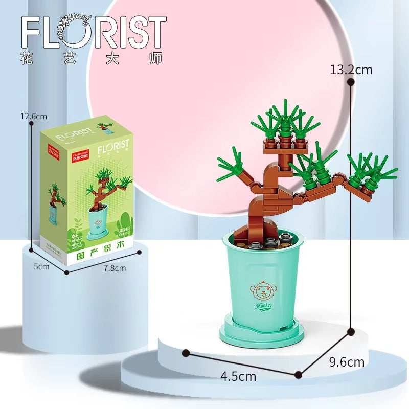 Rose Bouquet Orchid Beautiful Block Flower Succulents Potted Building Blocks Romantic Kit Assembly Building Toy Girl Gift