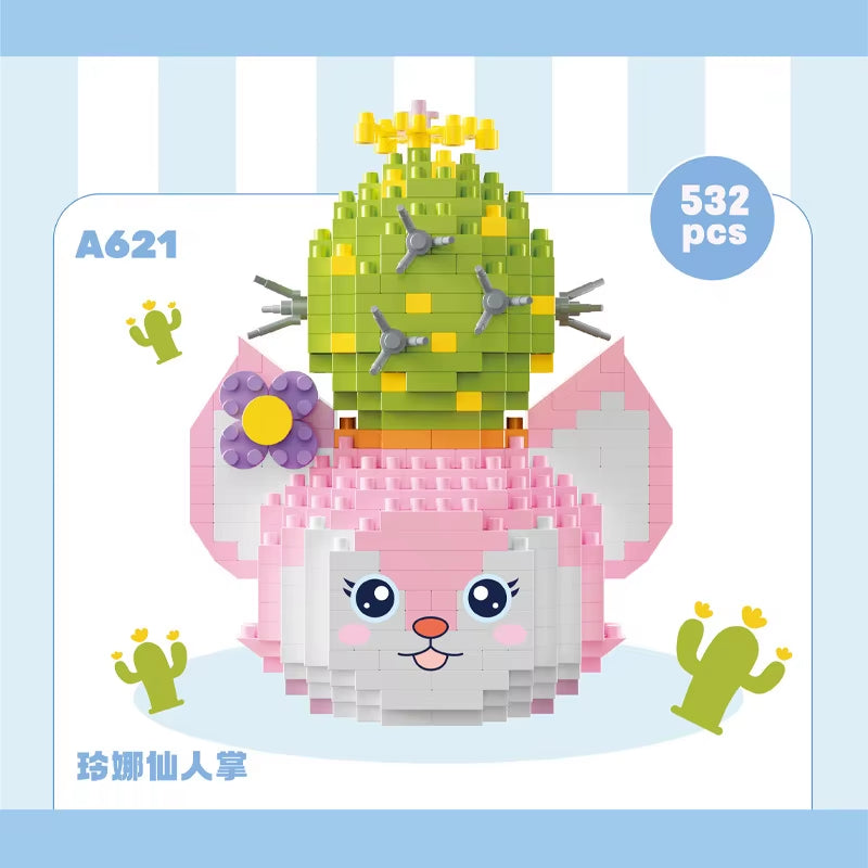 Rose Bouquet Orchid Beautiful Block Flower Succulents Potted Building Blocks Romantic Kit Assembly Building Toy Girl Gift