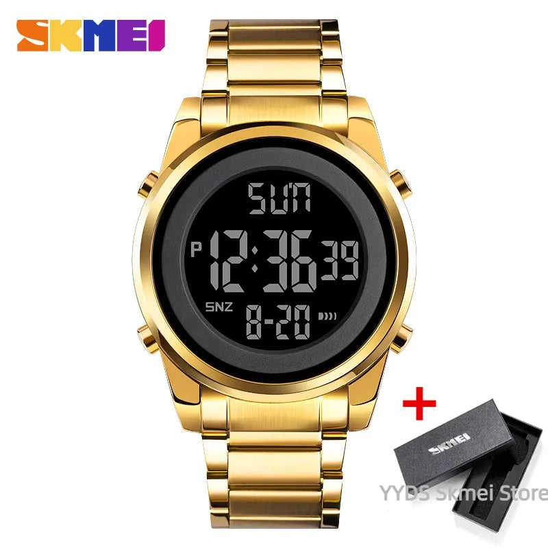 Luxury Waterproof Watch for Men Stainless Steel Electronic Sports Digital Mens Wristwatches Man Clock Reloj Masculino 1611