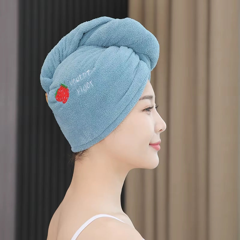 1Pc Quickly Dry Hair Hat Super Absorbent Soft Bathroom Women Head Towels Girls Cute Hair Towel Hair Dry Wrap Bonnets