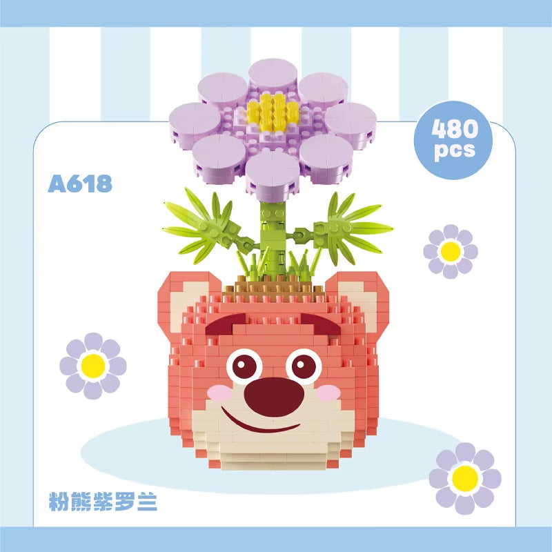 Rose Bouquet Orchid Beautiful Block Flower Succulents Potted Building Blocks Romantic Kit Assembly Building Toy Girl Gift