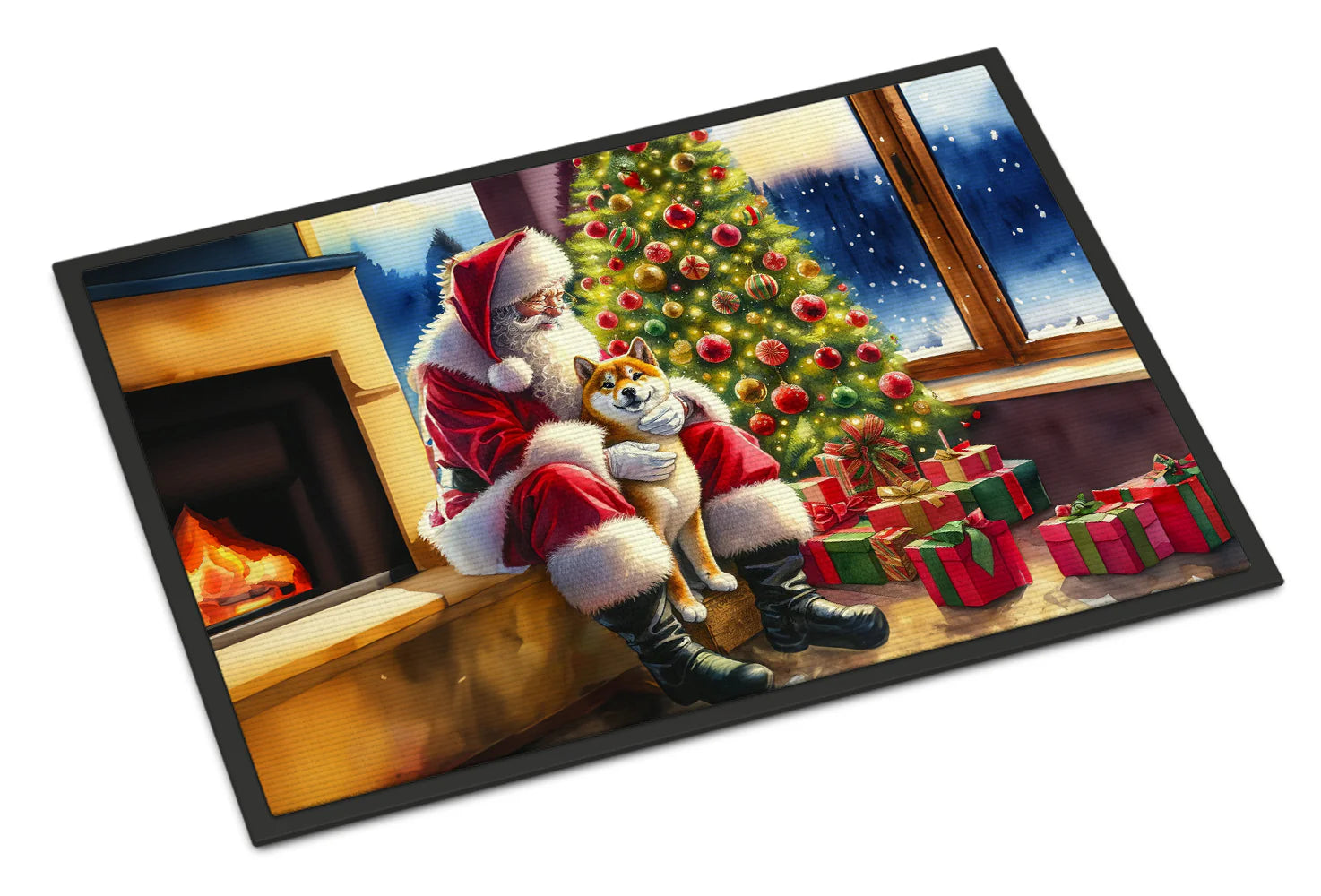 Shiba Inu and Santa Claus Doormat