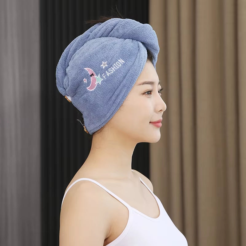1Pc Quickly Dry Hair Hat Super Absorbent Soft Bathroom Women Head Towels Girls Cute Hair Towel Hair Dry Wrap Bonnets