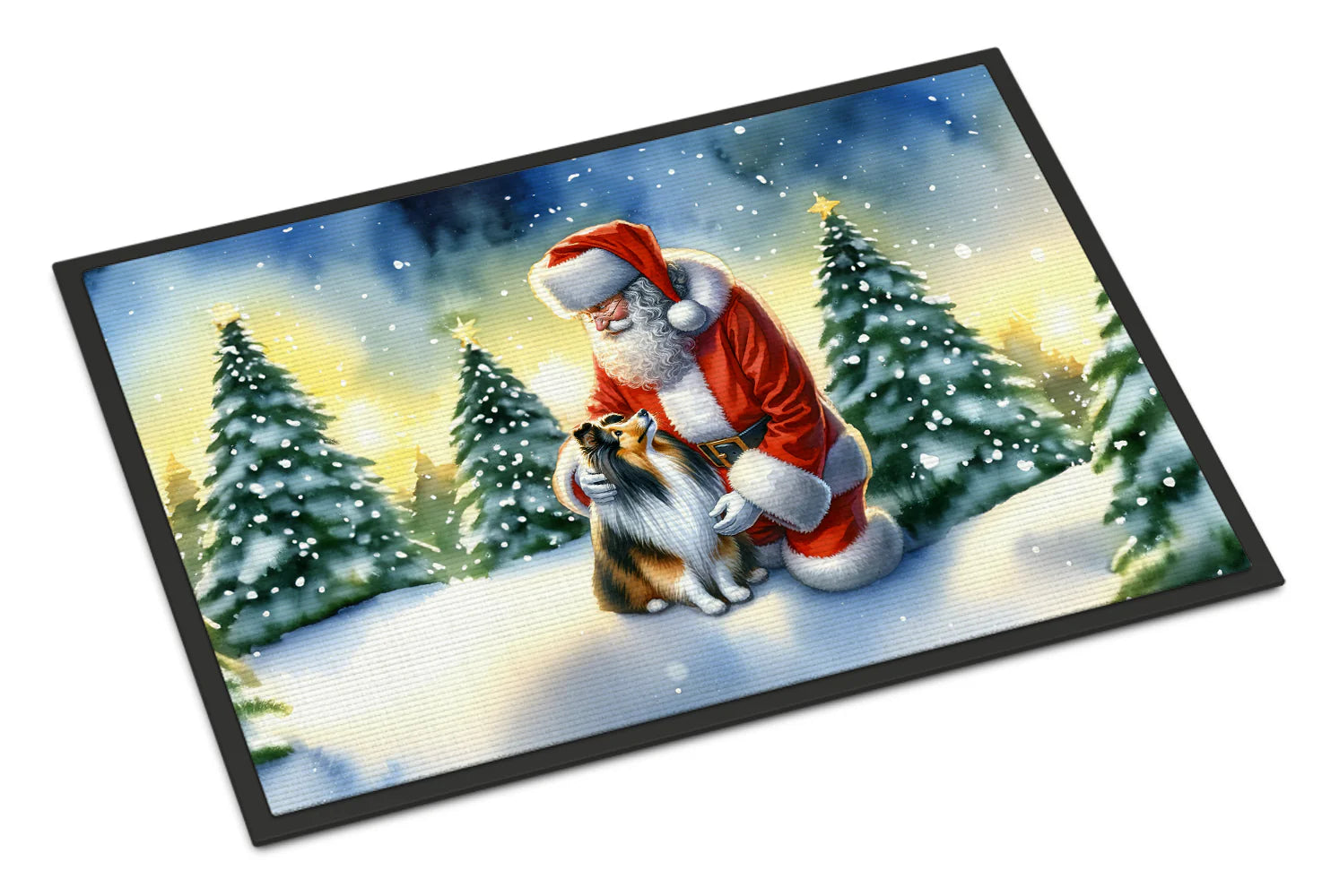 Sheltie and Santa Claus Doormat