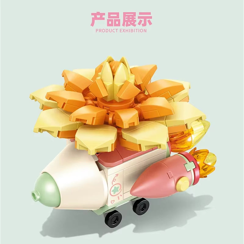 Rose Bouquet Orchid Beautiful Block Flower Succulents Potted Building Blocks Romantic Kit Assembly Building Toy Girl Gift