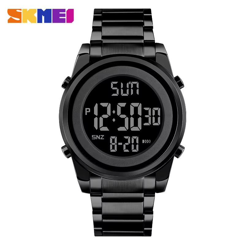 Luxury Waterproof Watch for Men Stainless Steel Electronic Sports Digital Mens Wristwatches Man Clock Reloj Masculino 1611