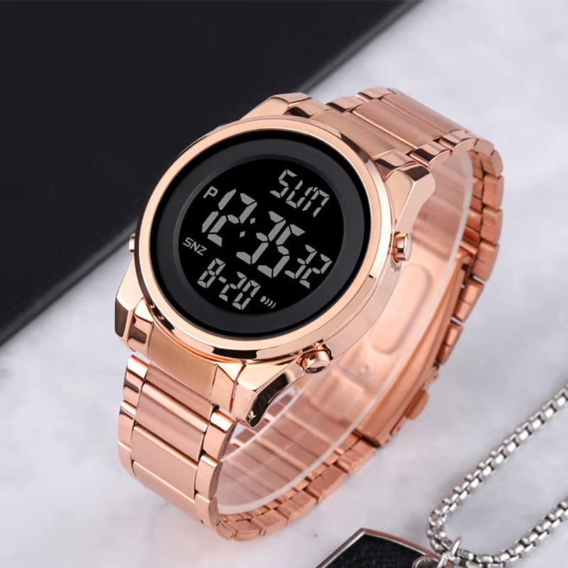 Luxury Waterproof Watch for Men Stainless Steel Electronic Sports Digital Mens Wristwatches Man Clock Reloj Masculino 1611