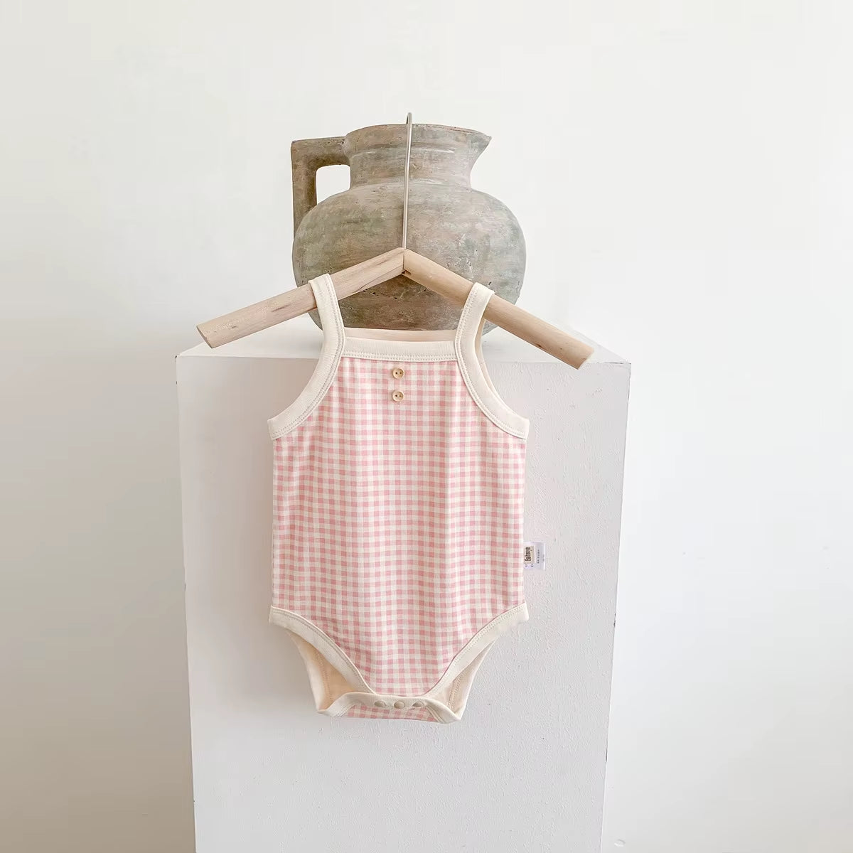 Summer Newborn Baby Girls Sleeveless Sling Plaid Outfits Cotton Soft Jumpsuits Infant Kids Casual Clothing Bodysuits