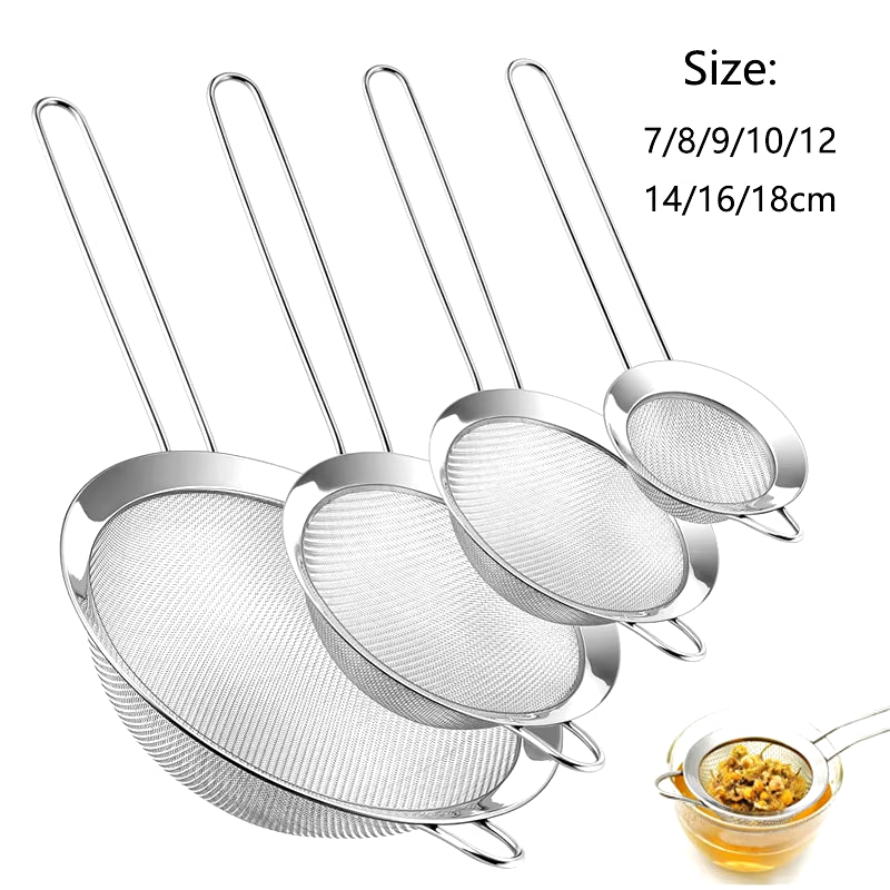 1/3/4Pcs/Set Stainless Steel Wire Fine Mesh Oil Strainer Flour Colander Sieve Sifter Pastry Baking Tools Kitchen Accessories
