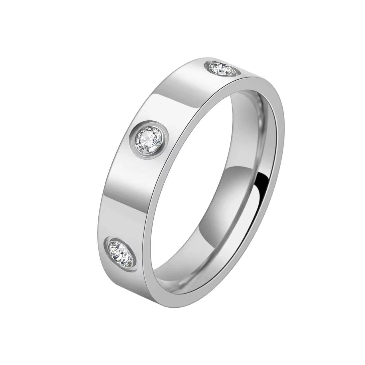 Classic Cross Stainless Steel Love Ring for Women Men Rose Gold Color Couple CZ Crystal Rings Luxury Jewelry Wedding Gift