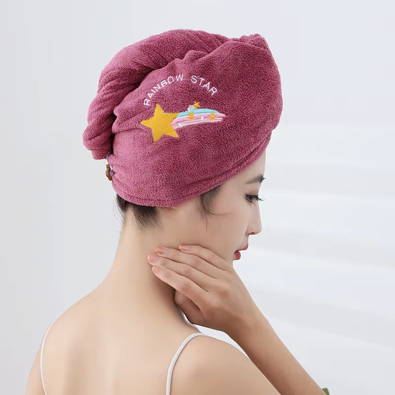 1Pc Quickly Dry Hair Hat Super Absorbent Soft Bathroom Women Head Towels Girls Cute Hair Towel Hair Dry Wrap Bonnets