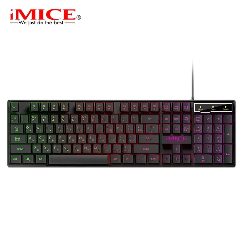 IMICE AK-600 Wired Keyboard USB Computer Game Machine Suspension Manipulator Three-Color Backlit Keyboard Suitable for PC Laptop