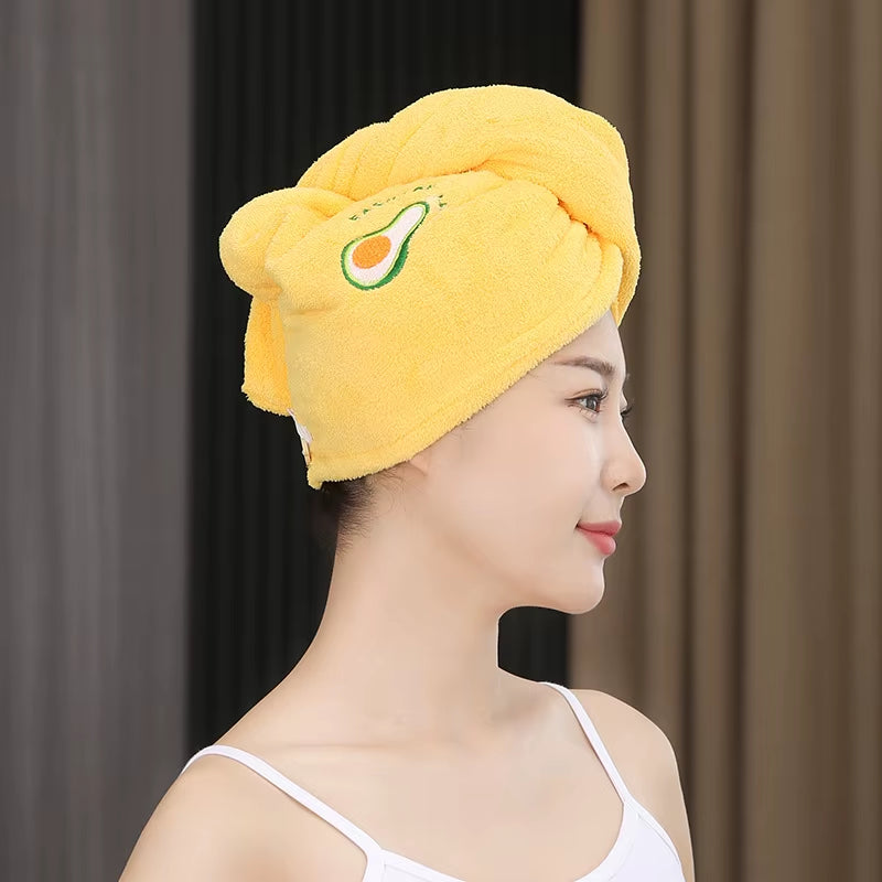 1Pc Quickly Dry Hair Hat Super Absorbent Soft Bathroom Women Head Towels Girls Cute Hair Towel Hair Dry Wrap Bonnets
