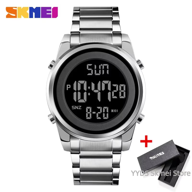 Luxury Waterproof Watch for Men Stainless Steel Electronic Sports Digital Mens Wristwatches Man Clock Reloj Masculino 1611