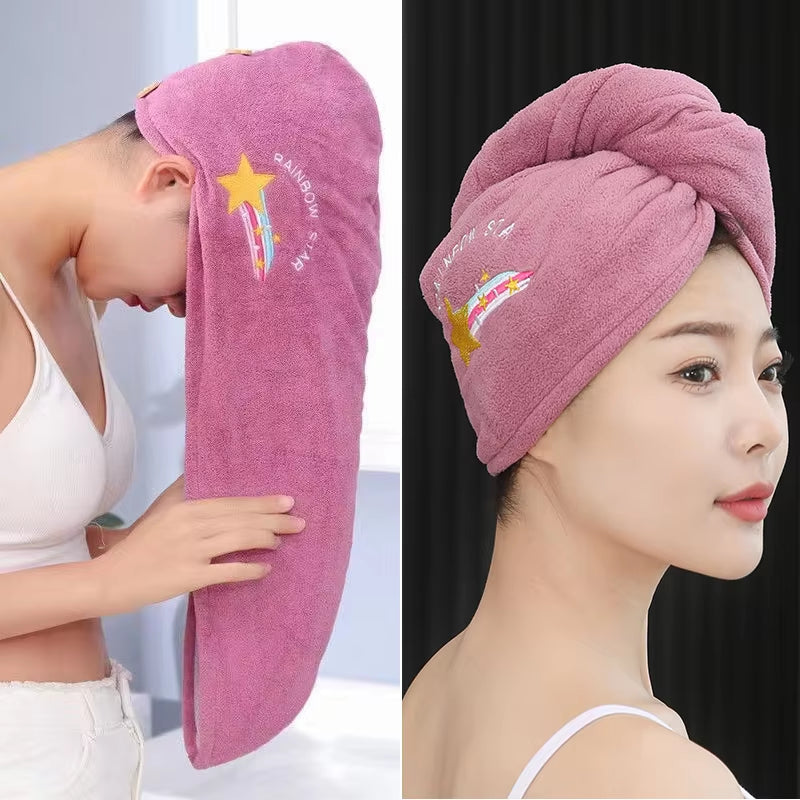 1Pc Quickly Dry Hair Hat Super Absorbent Soft Bathroom Women Head Towels Girls Cute Hair Towel Hair Dry Wrap Bonnets