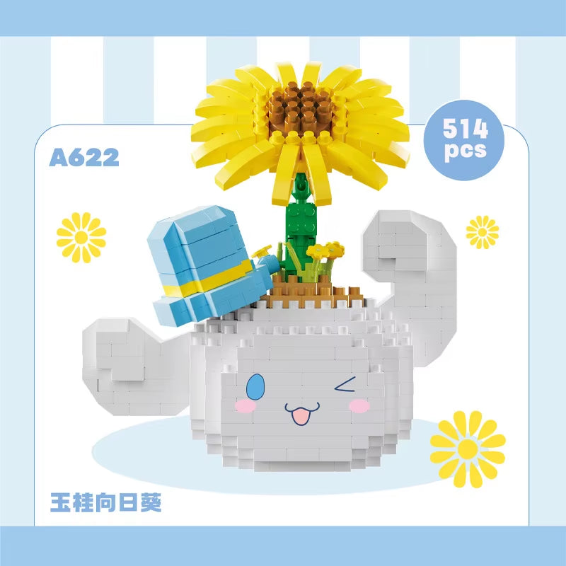 Rose Bouquet Orchid Beautiful Block Flower Succulents Potted Building Blocks Romantic Kit Assembly Building Toy Girl Gift