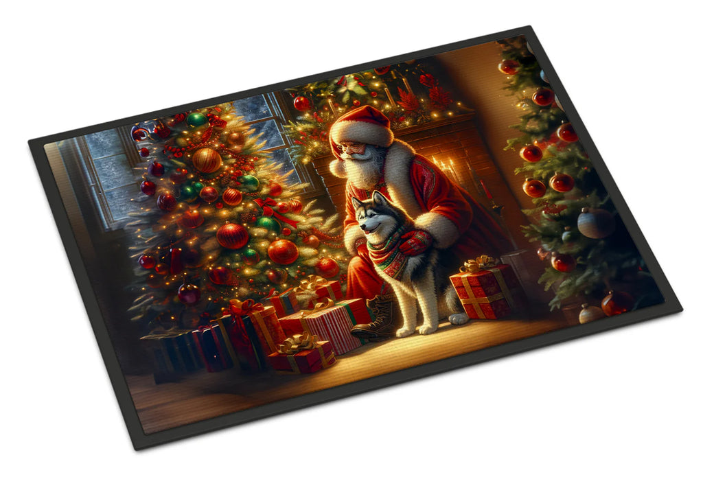 Siberian Husky and Santa Claus Doormat